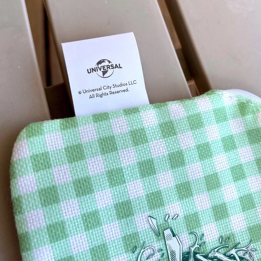 Yoobi‎ Wicked Katie Kime Pencil Zip Case Glinda Elphaba Gingham Pink Green NEW